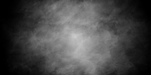 Abstract black and grey background with spotlight border and watercolor painted old grunge or smoke texture. black wall, stone texture for the background. beautiful grey watercolor grunge.