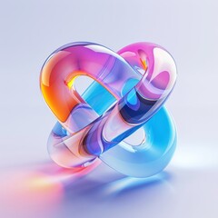 Abstract colorful glass knot on gradient background.