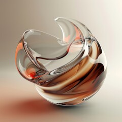 Abstract twisted glass sculpture on a light background.