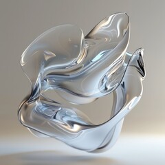Abstract twisted glass sculpture on a light background.