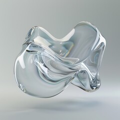 Transparent glass Klein bottle on a neutral background, concept for science and mathematics.