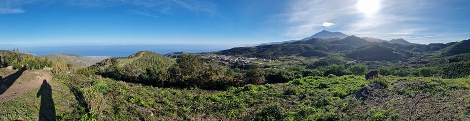 magnificent view overlooking tenerife island vegetaion on the top of volcano pico tel teide
