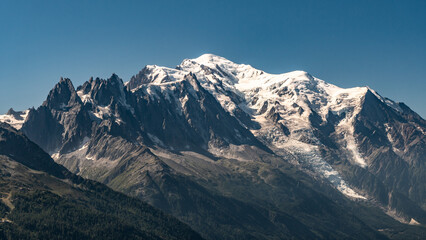 The Mont-Blanc massif from the climb towards the Aiguillette des Posettes
