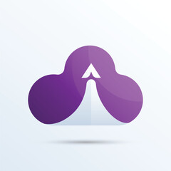 Cloud vector logo with gradient color style, illustration cloud and rocket launch symbol icon design for astronomy, digital technology business company
