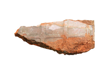 Old, cracked, damaged tiles isolated on white background.