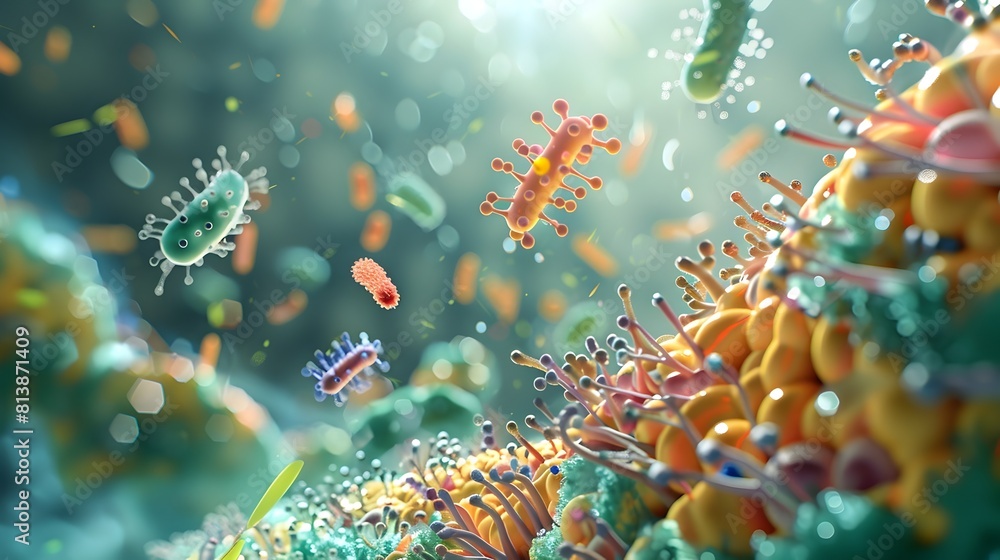 Poster representation of bacterial quorum sensing and gene expression coordination