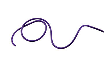 purple wire cable of usb and adapter isolated on white background.Electronic Connector.Selection focus.