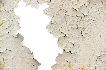 The old zinc for the wall is rusty and dirty isolated on white background.