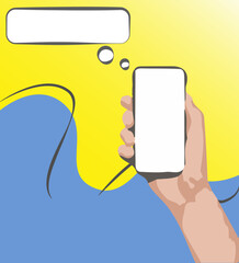 Hand with a phone, conversation, like, share, email, social network, chat, social media marketing, mobile, web site