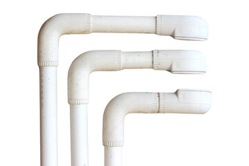 Old white electrical conduit isolated on white background.