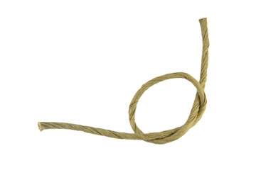 brown paper rope isolated on white background.