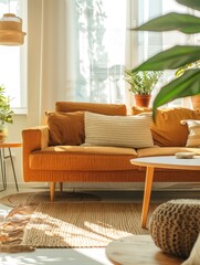 interior of a bright warm living room
