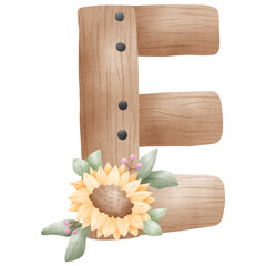 Sunflower Wooden Alphabet & Number Clipart Collection