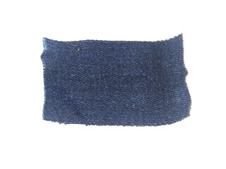 small piece of denim cut edge element isolated on white background.