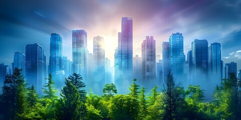 Creating a Sustainable Future: A Futuristic City with Green Technology and Modern Buildings. Concept Sustainable Future, Futuristic City, Green Technology, Modern Buildings