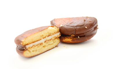 Chocolate cakes isolated on white background
