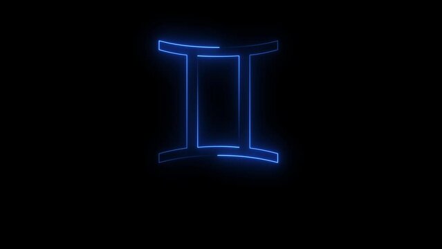 Neon sign zodiac Gemini icon animation