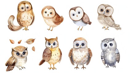 Fototapeta premium Charming Owl in Variety of Styles and Poses Capturing the Beauty of these Nocturnal Winged Predators in their Natural Habitat