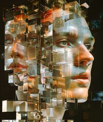 a collage of a man s face made of mirrors