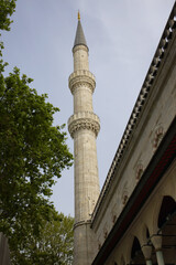 One of the minarets of the Blue Mosque in Istanbul
