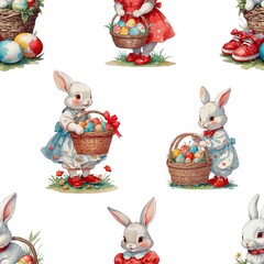 Easter rabbit seamless pattern 