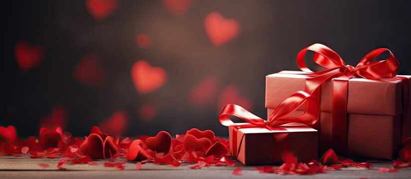 Valentine s Day is a special occasion for lovers It is traditionally associated with red hearts and the exchange of gifts. Copy space image. Place for adding text and design