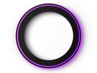 black button with purple circle edging on a white background 