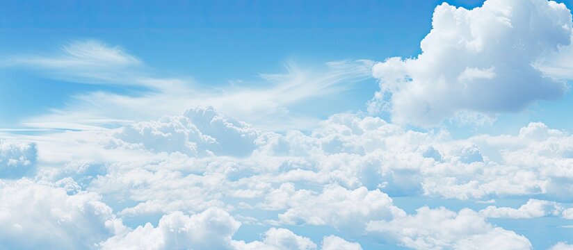 Copy space image of a scenic sky adorned with fluffy white clouds