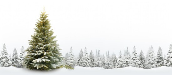 An isolated Christmas tree on a white background featuring copy space for text