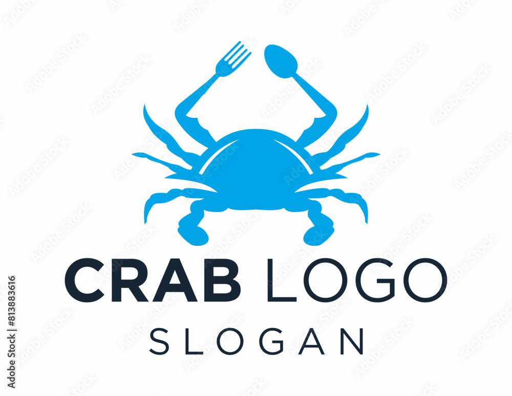Poster logo design about crab on a white background. made using the coreldraw application.