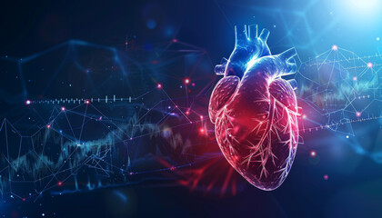 A heart is shown in a blue and red color scheme by AI generated image