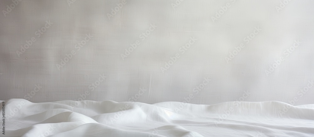 Poster close up of a white linen canvas serving as an artistic background with ample copy space for creativ