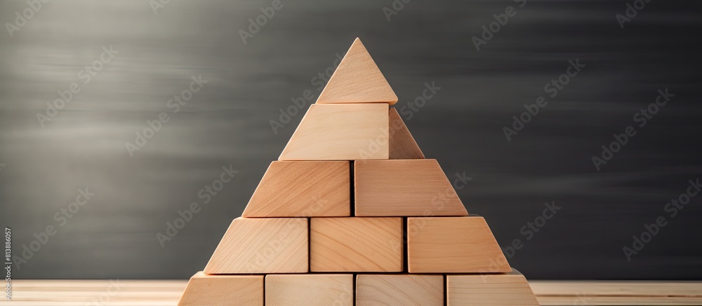 Poster a pyramid shaped stack of premium wooden blocks from korea with copy space available for educational