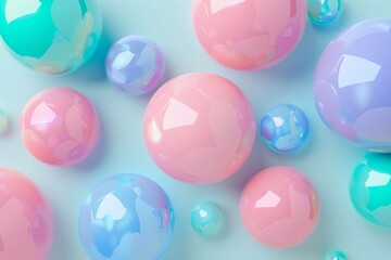 An ethereal display of pastel spheres arranged in a mesmerizing abstract pattern, creating a soothing and harmonious geometric backdrop