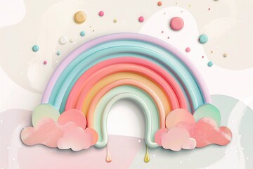 Pastel stylish trendy rainbows vector illustrations