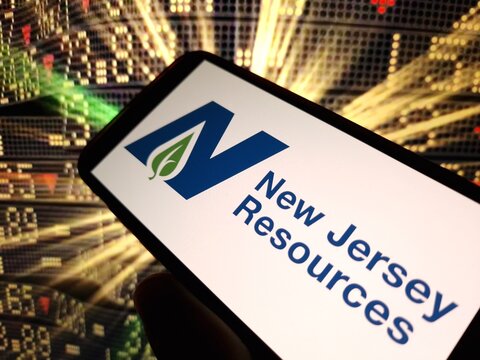 Konskie, Poland - May 12, 2024: New Jersey Resources company logo displayed on mobile phone