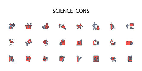 science icon set.vector.Editable stroke.linear style sign for use web design,logo.Symbol illustration.