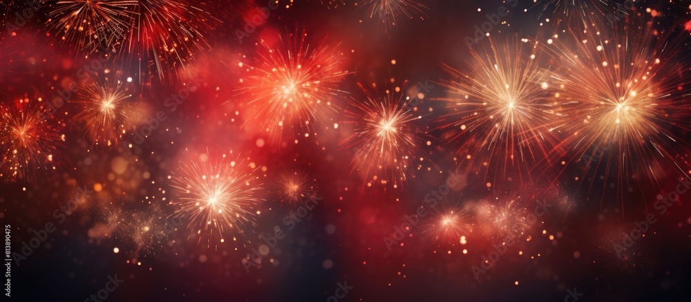 Poster an abstract holiday background with fireworks during new year or christmas featuring copy space for 