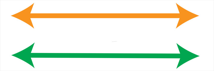 Obraz premium Set of long arrow vector, icon . Horizontal double side arrow. Straight long arrow vector icon set. Long arrows left and right in flat style. eps 10