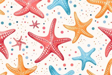 
Seamless pattern with cute starfish. Summer marine background. Vector illustration. It can be used for wallpapers, wrapping, cards, patterns for clothes and other.