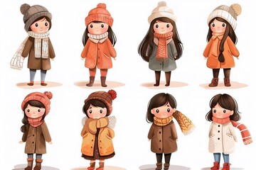 Set collection of cute style girl


