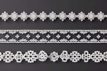 Cute and adorable set of white vintage elegant lacy borders and frames