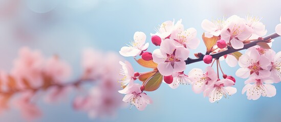 In spring women can enjoy the vibrant and colorful flowers of Apple cherry cherry and Sakura A copy space image showcasing these blooming beauties would be visually appealing