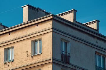 corner socialist facade of an building