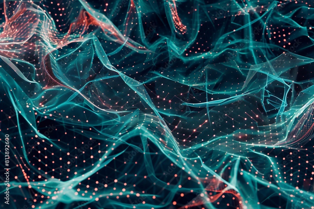 Wall mural abstract wireframe design with modern science and technology elements, presented as a trendy surface