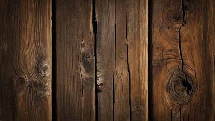 Fototapeta premium Rustic dark brown vertical wood boards simple background