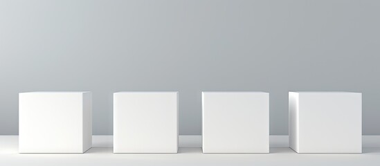 Multiple angles of a blank white box captured in a copy space image