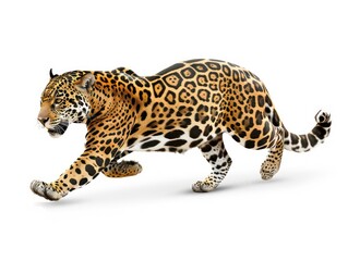 Naklejka premium realistic jaguar running in a full body isolated on a white background 