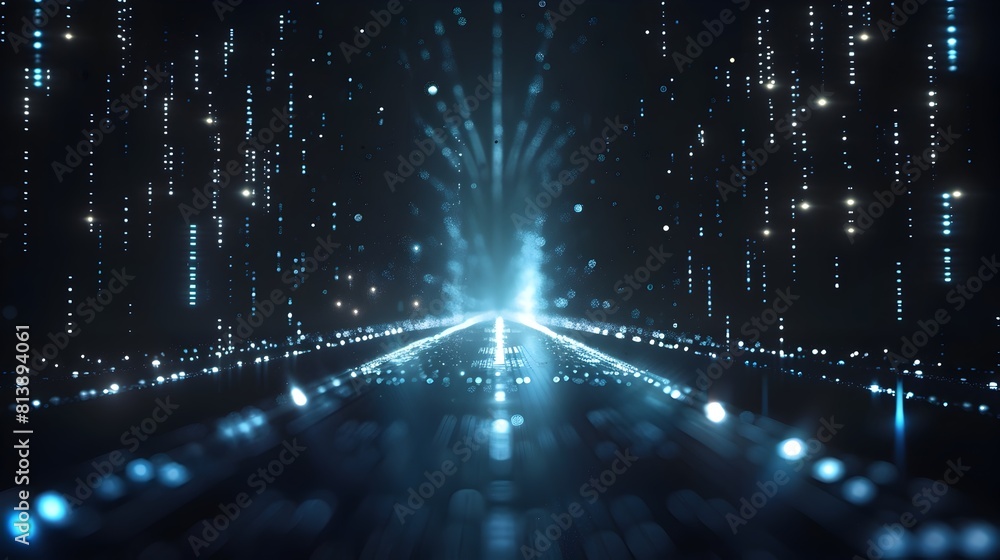 Aufkleber futuristic digital tunnel with flowing data streams and glowing illumination