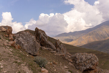 Large boulders on high mountains. Guba region. Azerbaijan.
